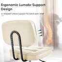 DUMOS Home Office Desk Chair - Ergonomic Armless PU Leather Computer Rolling Task Chair，with Comfy Lumbar Support and Height Adjustable, Vanity, Bedroom, Living Room, Beige, 21.46*22.44*34.06