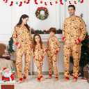 ANGELGGH Matching Family Christmas Onesie Pajamas, Cute Vacation Print One Piece PJs, Hooded Holiday Loungewear with Pockets (Women, XL, Yellow Ho) (XL)