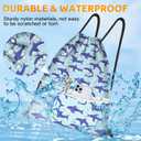 Slohif Drawstring Backpack Beach Swim Bag for Kids Little Sharks Draw String Dance Travel Cinch Ballet Gym Bags for Girls Boys Waterproof Backpack for Swimming Summer Camp Pool Sports Nylon Large