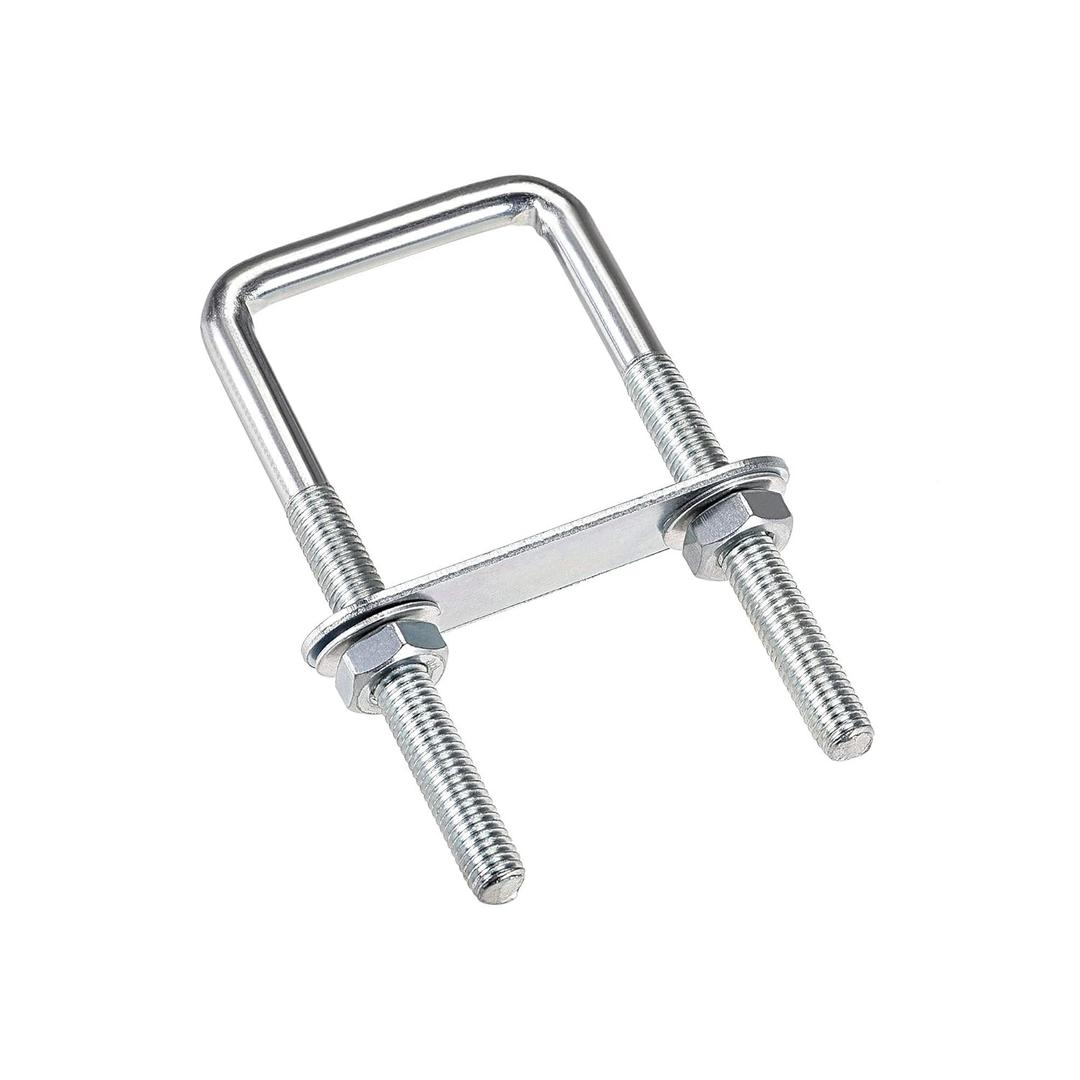 uxcell Square U-Bolts 1-5/8"(40mm) Inner Width Carbon Steel M8 with Nuts, Frame Plate, Round Washers 4 Set