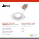 Juno LED Recessed Lights 6 Inch Round Wafer Downlight, 5-in-1 Switchable White Color Temperature, Adjustable Brightness, Deep Regressed Baffled Trim, 6-Inch, Matte White, 6-Pack