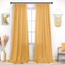 KOUFALL Yellow Linen Curtains 84 Inch Length for Bedroom Dining Room Rod Pocket Set 2 Panels Boho Spring Sunflower Decor Bright Mustard Gold Semi Sheer Curtain Drapes 84 Inches Long for Living Room