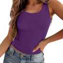 Zeagoo Women's Double Lined Square Neck Tank Top Sleeveless Basic Crop Tops Trendy Going Out Tops (Purple, S)