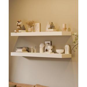48 Inch Extra Long Floating Shelves, Set of 2 Deep Floating Shelves 12in Depth, Floating Shelves Long Heavy Duty Wood Shelves for Wall, Solid Wood White Finish
