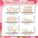 Cinnvoice 6 Pcs Mother's Day Crafts Color Your Own Happy Coloring Wooden Mom Tabletop Signs Decorations Set Happy Mother's Day Love Good Mom Wooden Crafts Gifts for Painting DIY Home Table Decor