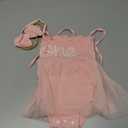 Baby Girls 1st Birthday Outfit Spaghetti Straps Romper Tutu Dress Headband One Year Old Party Cake Smash Photoshoot Outfits Light Pink 12-18 Months
