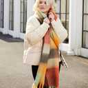 MissShorthair Oversized Chunky Blanket Scarf for Women Winter Warm Colorful Big Scarfs Plaid Thick Scarves Soft Fluffy Shawl (Red-multicoloured)