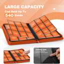 Trading Card Binder with 9 Side Loading Pocket Card Album Hold Up to 540 Cards PU Card Collection Binder, Collectible Albums Card Folder for MTG, TCG, Sports Cards 9-Orange