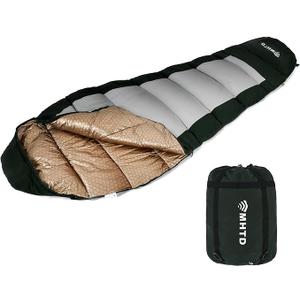 MHTD All Season Sleeping Bag for Adults 0 Degree,Cotton Canvas with YKK Zipper Compact Backpacking Mummy Camping Sleeping Bag