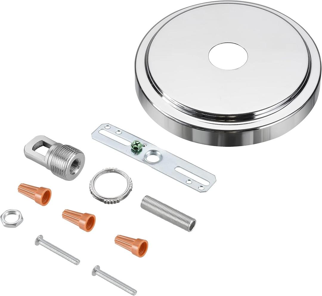 Aspen Creative 21507-31, Transitional Chandelier & Light Fixture Canopy Kit w/Collar Loop, Chrome, 5-1/8" Diameter, 1" Center Hole