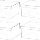 4 Pack Clear Acrylic Box with Lid, Clear Acrylic Plastic Square Cube Containers Storage Box 5.9x5.9x2.36 Inches/ 150X150X60mm for Candy Pill and Tiny Jewelry