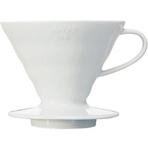 Hario V60 Ceramic Coffee Dripper Pour Over Cone Coffee Maker Size 2, White