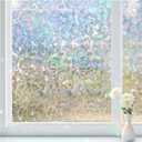 Haton Window Privacy Film Rainbow Film Stained Glass Window Clings, 3D Decorative UV Sun Blocking Sticker, Static Cling Removable Heat Control Tint for Home Door, 17.5" x 78.7" Non-Adhesive (Clear)