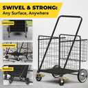 5.7 Cu Ft Folding Shopping Cart - 600 LB Capacity Grocery Cart with 360 Braked Swivel Wheels - Heavy Duty Utility Cart with Double Basket & Removable Waterproof Liner with Lid for Laundry