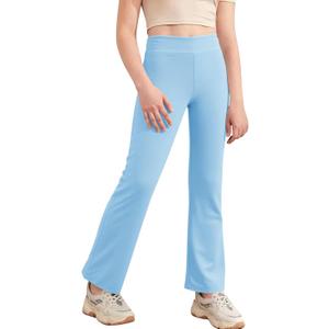 Haloumoning Girls Flare Leggings Kids Casual High Waisted Stretchy Wide Leg Pants Bell Bottoms 5-14 Years