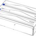 Tin Foil Organizer for Drawer with 12 Labels, Plastic Wrap Dispenser with Cutter, 3 in 1 Acrylic Aluminum Foil Holder, 2 Drawer Organizer for Kitchen Compatible with 12" Roll