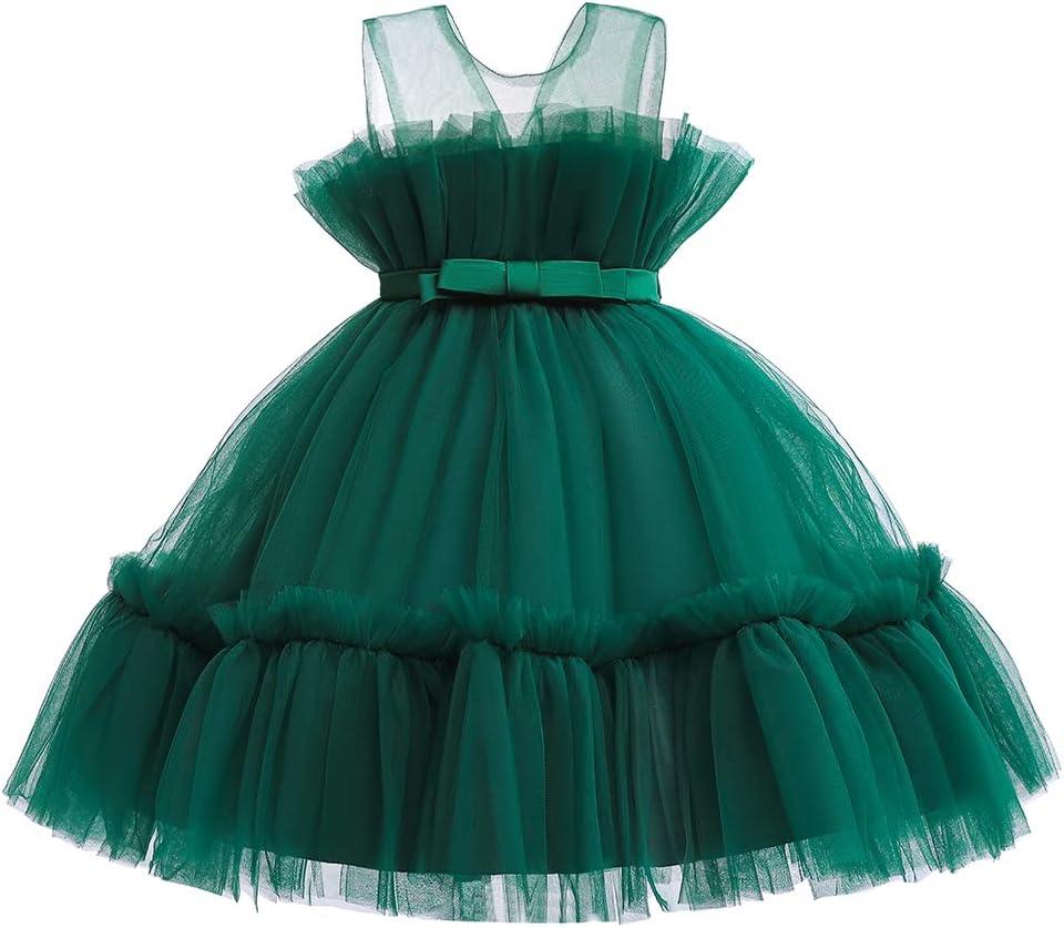 6M-9T Infant Baby Girls Ruffle Ball Gown Party Pageant Lace Dresses (6-12 Months, Green)