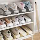 Shoe Slot Organizer, 4-Speed Adjustable Shoe Organizer Slots, Space-Saving Storage Rack for Slippers or Shoes (White/Yellow/Gray) (8Pack/12Pack/20Pack) (Gray, 8 Pack)