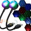 LuxLumin Car Roof Lights, USB Star Projector Night Light, Adjustable Interior Car Lights, Portable LED Lights 4 Colors& 9 Functional Modes Star Lights for Vehicle Decor,Ceiling, Bedroom,Party,2 Packs