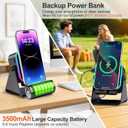 Wireless Bluetooth Induction Speaker, Phone Speaker Amplifier with Colorful Lights & 3500mAh Battery, Portable Phone Stand Compatible with iPhone/iPad/Android/Samsung - Black