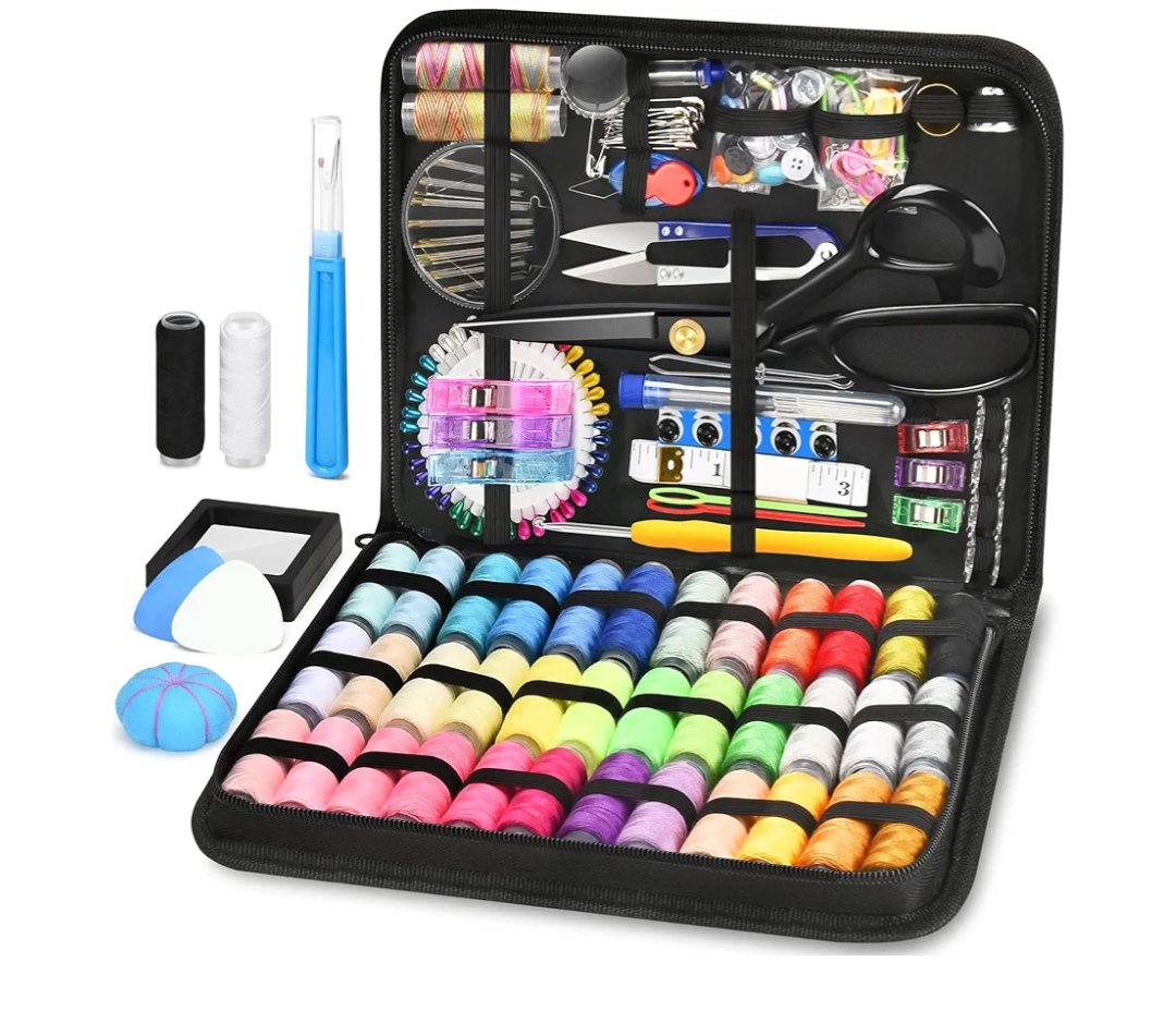 SUTQIGUI Sewing Kit for Adults with Heavy Duty Fabric Scissors, 241 Pcs Newly Upgraded Hand Travel Sewing Kit Professional Needle and Thread Kit, Portable Sewing Supplies for Travel Home Beginners