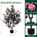 38" Tall Artificial Camellia Tree Faux Plants Outdoor Indoor Fake Trees Potted Bushes Artificial Decor Plant with 32 Pink Flowers Decorations Arboles Artificiales para Decoracion