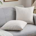 FUTEI Light Natural Decorative Throw Pillow Covers 18x18 Inch Set of 2,Soft Linen Slub Texture Cushion Case,Farmhouse Home Decor for Couch Bed Living Room