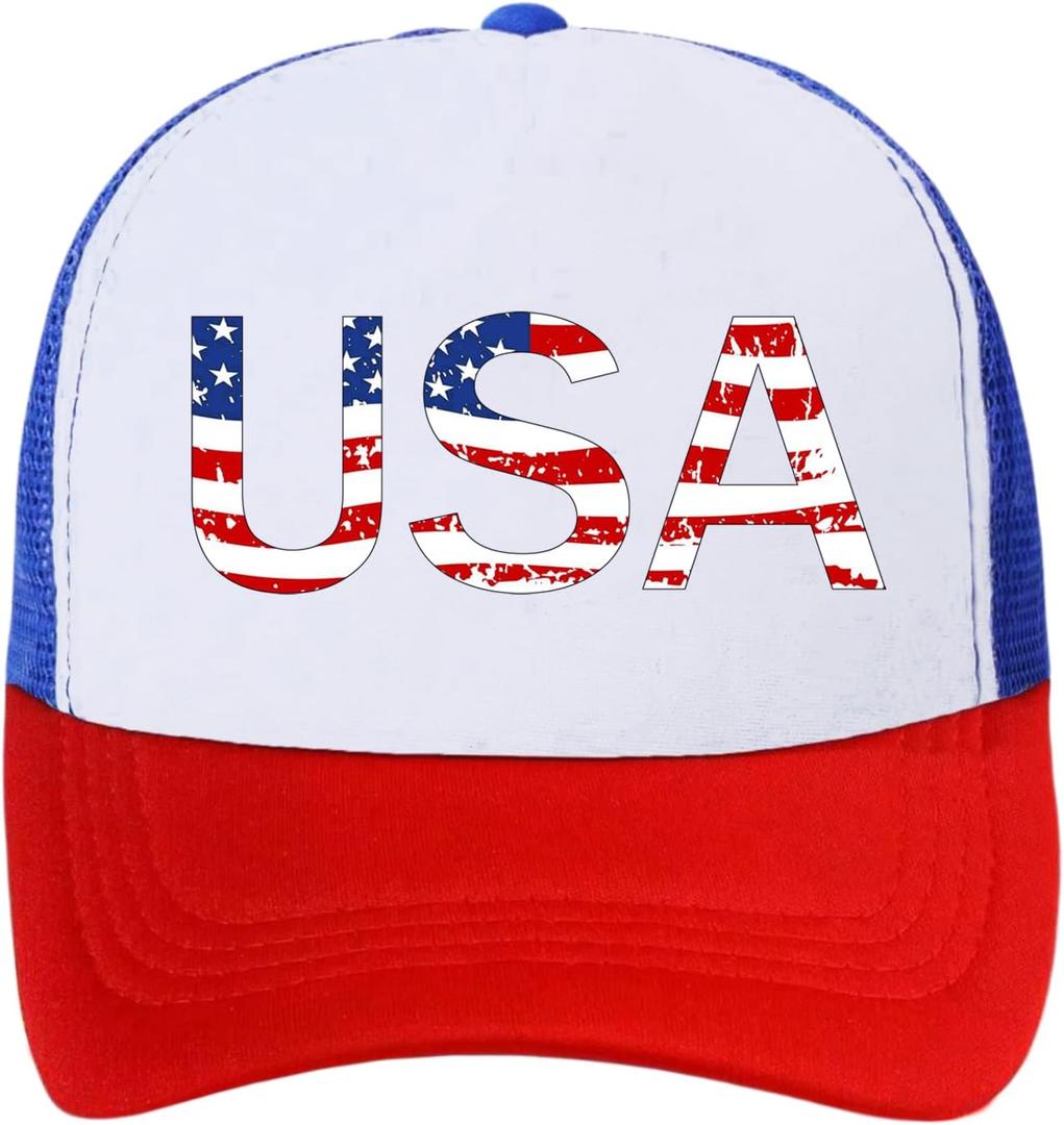 American Flag Trucker Hat USA Snapback Hat 4th of July Patriotic Hats for Men Women