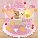 2 x 36 Pieces Luminous Heart Cake Decorations Valentine's Day Cupcake Toppers Pastel Cake Decorations for Valentine's Day Theme Party Baby Shower Wedding Groovy Hippie Party Decoration Supplies