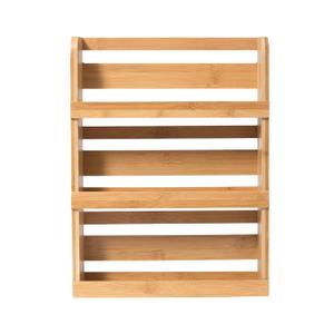 Lipper International Bamboo Wood 3-Tier Spice Rack 8840 - Space Saving 12" x 2.3" Vertical Storage for Spices or Craft Supplies - Attached Ring Hangers, Easy Hand Wash Maintenance