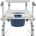 FSA/HSA Eligible Drop Arm Bedside Commode, Commode with Padded Seat and Backrest, 500lbs Capacity, 6.3QT Removable Bucket, Adjustable Height Portable Toilet for Adults, Grey (Gray)