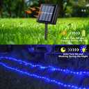 YEGUO Solar Rope Lights Outdoor Waterproof, 2 Packs Each 33ft 100 LED String Lights, 8 Modes Fairy Lights in Clear Thin Tube for Camping Fence Patio Garden Trampoline Deck(Blue)