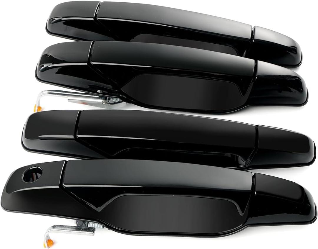 4 PCS Black Exterior Door Handle Front Rear Driver Passenger Compatible with 2007-2014 Chevy Silverado Suburban Avalanche Tahoe, GMC Sierra Yukon, Escalade Replaces 20828258, 22738721, 25960525