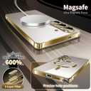 for Samsung Galaxy S25 Plus Case.Phone Cover Clear Back Surrounding Plating Metallic Glossy.Magnetic Case Slim Thin Soft funda capa para 6.7" Built-in Lens Protector (Gold)