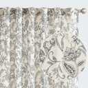 jinchan Floral Linen Blend Curtains for Living Room Black French Country Farmhouse 63 Inch Long Light Filtering Semi Sheer Kitchen Window Back Tab Curtains 2 Panels