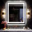 LED Bathroom Mirror, 30"x36" with Frontlit and Backlit Anti-Fog Mirror with Lights LED Vanity Mirror for Bathroom 11 Colors Temperature & Dimmable Bathroom Mirror with HD Tempered Glass