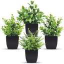 Der Rose 4 Pack Fake Plants Mini Artificial Greenery Potted Plants for Home Decor Indoor Office Table Room Farmhouse Bathroom Decor