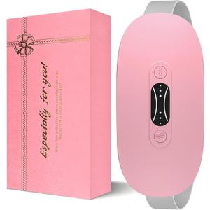 LISACOOL Portable Ccordless Heating Pad for Period Cramps Electric Waist Belt Device Portable Heatings Pad with 3 Heat Levels and 3 Massage Modes Birthday Gifts for Women and Girls (Pink)