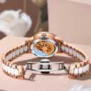OLEVS Womens Watches Automatic Luxury Dress Ladies Watch Ceramic Strap Rose Gold Self Winding Female Wrist Watch