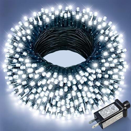 100FT 300 LED Christmas Lights, White Outdoor String Lights Waterproof with 8 Modes, Plug in Connectable Fairy Twinkle Light Green Wire for Indoor Patio Yard Holiday Party Decorations