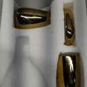 MyGift 4 Pcs Gold Bathroom Accessories Set with Toothbrush Holder, Soap Dispenser, Tumbler and Soap Dish, Bathroom Organizer Accessory for Modern Home Decor, Complete Ceramic