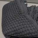 PÜSKÜL Organic Waffle Kitchen Towel 100% Turkish Cotton Set of 3 Dark Gray - Premium Quality, Soft, Quick-Dry, Absorbent, Lint-Free Hand Towels 32X16 Inches (3, Dark Gray)
