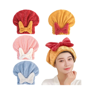 4Pcs Ultra Absorbent Hair Quick Drying Towel for Women Girls New Microfiber Hair Towel Wrap Dry Turban Soft Bow Tie Plopping Head Towels Shower Cap for Kids (Mixed Colors)
