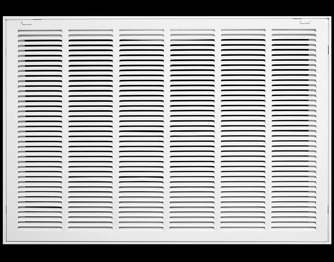 30" X 16 Steel Return Air Filter Grille for 1" Filter - Fixed Hinged - Ceiling Recommended - HVAC Duct Cover - Flat Stamped Face - White [Outer Dimensions: 32.5 X 17.75]