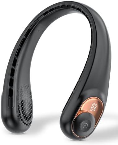 Neck Fan, Personal Fan with LED Display, USB-C Rechargeable, 4000mAh-Battery, 3-Speed Adjustment & Whisper-Quiet Operation, Perfect for Home, Travel, Sports