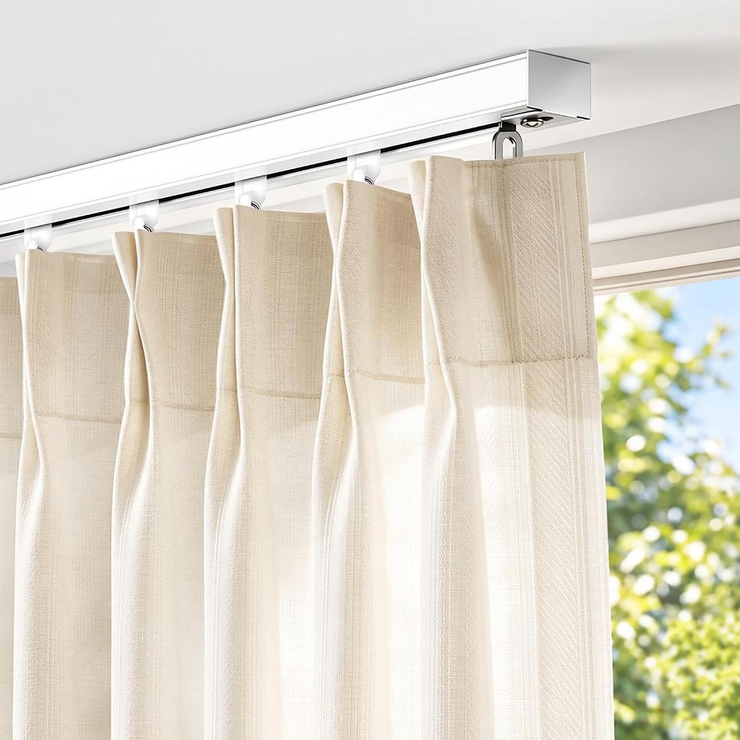 FELIDESIGN Ceiling Curtain Track, Room Divider Rail Set, White, 6ft-9ft