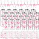 Remerry 24 Set Pink Bow Party Favors, Pink Bow Clear Gift Bags with Handle Plastic Cups with Lid and Straw 13.5 Oz, Acrylic Keychains for Coquette Birthday Party Bridal Shower Gifts