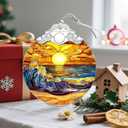 4 x Christmas Ornament, Christmas Decoration, Stained Glass Ornament, Heirloom Keepsakes, Holiday Ornaments, Holiday Presents, Unique Xmas Gifts, Gift Exchange Ornaments, Gift Idea - Waves on The Beach