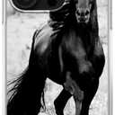 Cute Cool Wild Horse Case Compatible with iPhone 16 Pro Max, Black Horse Case for iPhone 16 Pro Max, Cool TPU Bumper Phone Case Cover