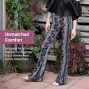 SATINA High Waisted Flare Leggings for Women - Yoga Pants for Women - Buttery Soft Bell Bottom Palazzo - Versatile Sizing (Medium, Leafy Black)